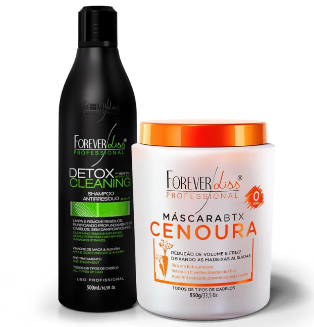 Kit Shampoo Detox com Btx Cenoura 950g Forever Liss